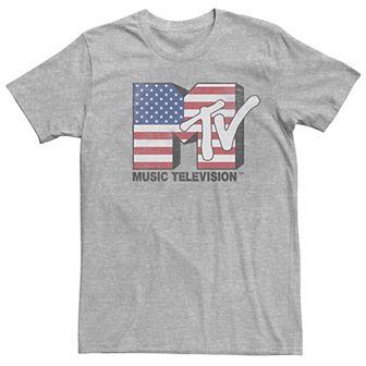 Men's MTV American Flag Faded Logo Short Sleeve Tee