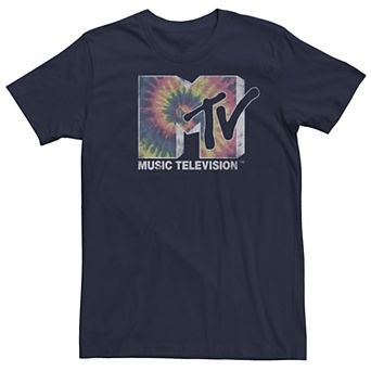 Men's MTV Vintage Faded Tie-Dye Spiral Logo Short Sleeve Tee