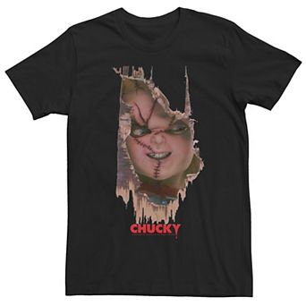 Men's Chucky It's Chucky Wood Door Breath Through Movie Poster Tee