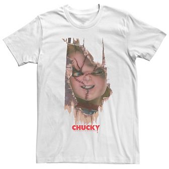 Men's Chucky It's Chucky Wood Door Breath Through Movie Poster Tee