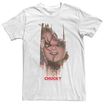 Men's Chucky It's Chucky Wood Door Breath Through Movie Poster Tee