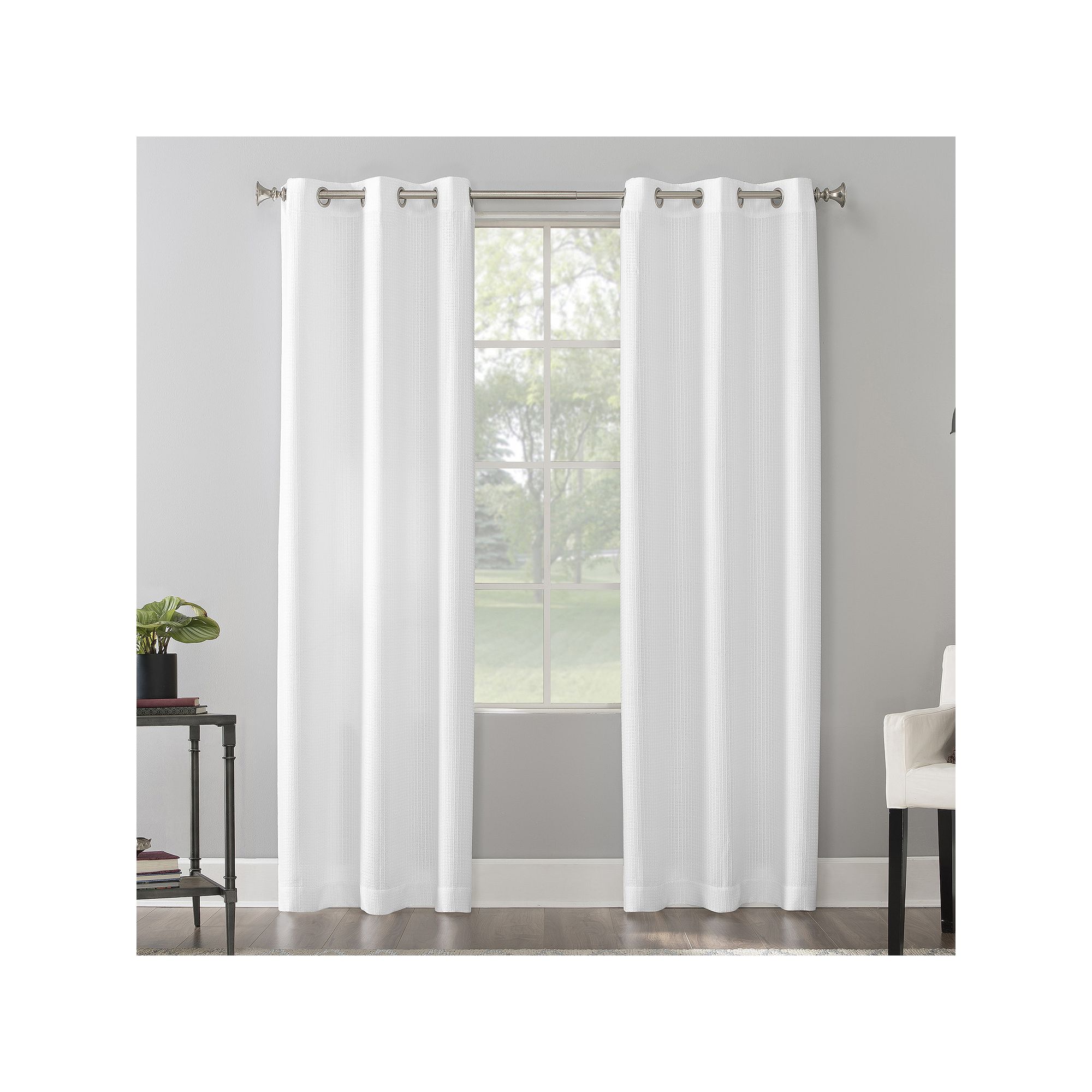 The Big One® 2-pack Raiden Solid Grommet Decorative Window Curtain Set, Wh