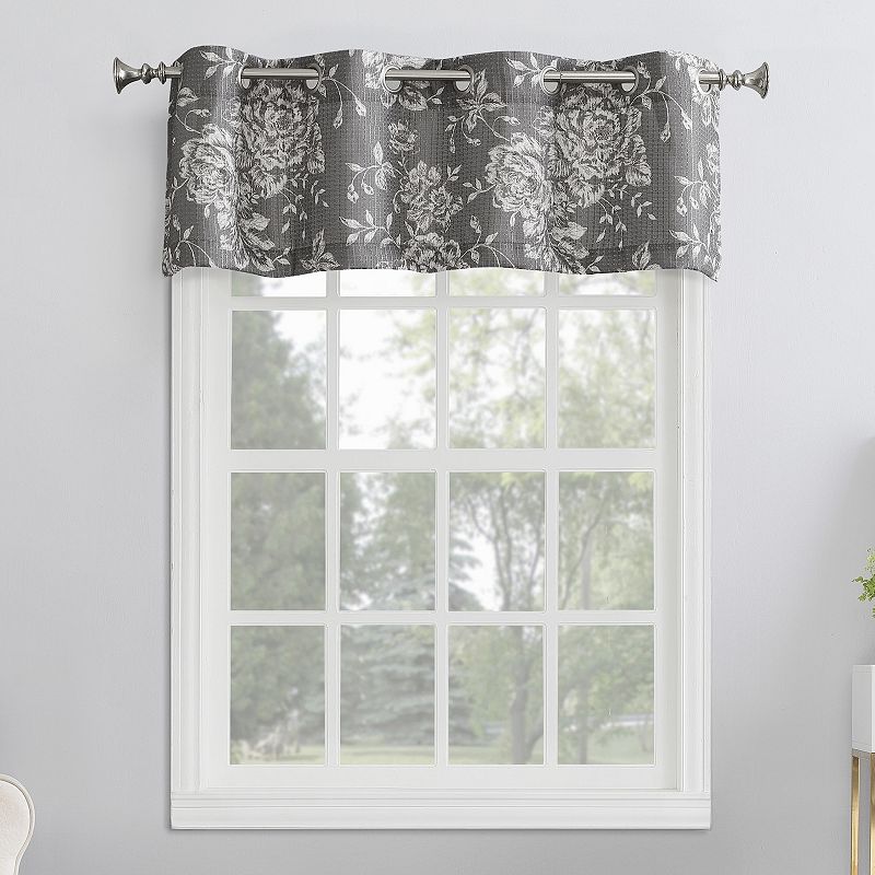 The Big One Dabney Floral Grommet Valance, Grey, 54X17