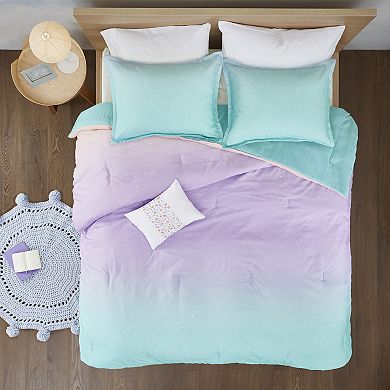 Intelligent Design Sparkle Metallic Glitter Printed Reversible Comforter Set