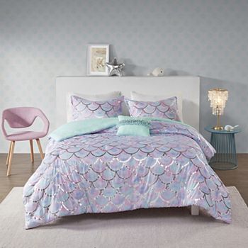 Mi Zone Phoebe Metallic Printed Reversible Duvet Cover Set