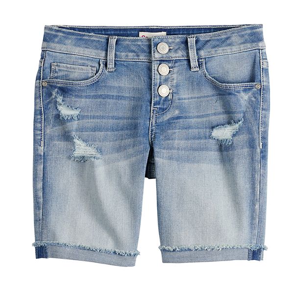 Girls 4-18 & Plus Size SO® Distressed Bermuda Jean Shorts