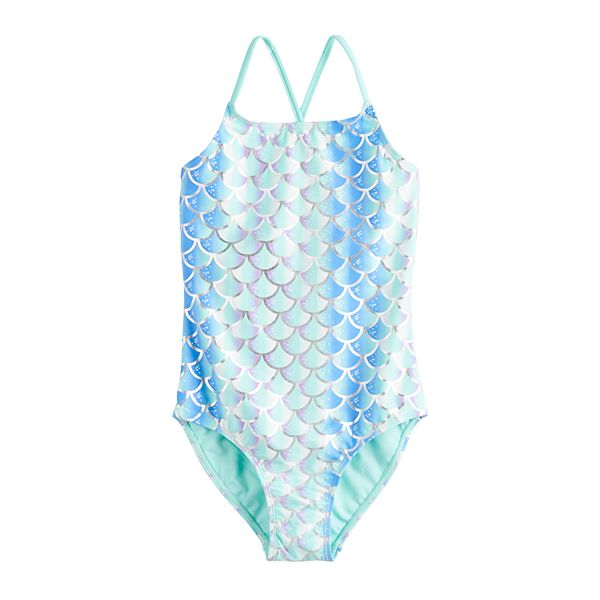 Girls 7-16 SO® Let's Be Mermaid Cross-Strap One-Piece Swimsuit