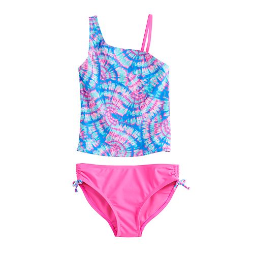 Girls 7-16 SO® Bubble Gum Tie-Dye Tankini 2-Piece Swimsuit Set