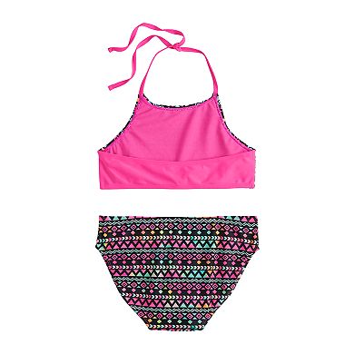 Girls 7-16 SO® Wave Pattern Skinny Tie Tankini 2-Piece Swimsuit Set