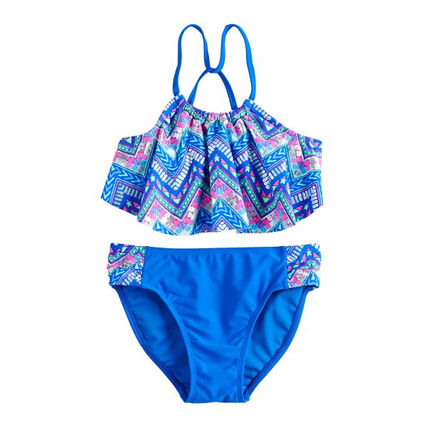 Girls 7-16 SO® Chevron Fog Skinny Strap Tankini 2-Piece Swimsuit Set