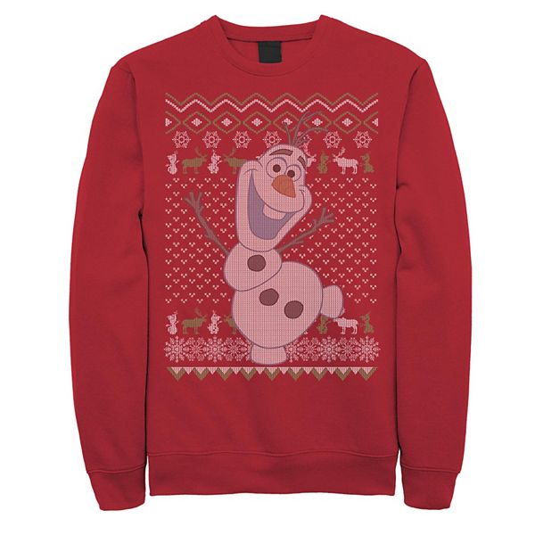 bed Vader fage postzegel Men's Frozen Olaf Ugly Christmas Sweater Fleece