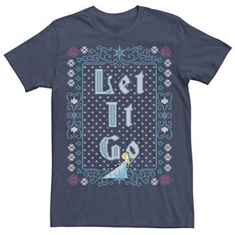 Men's Frozen Elsa Let It Go Ugly Christmas Sweater Short Sleeve Tee