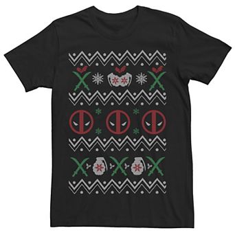 Men's Marvel Deadpool Ugly Christmas Sweater Short Sleeve Tee