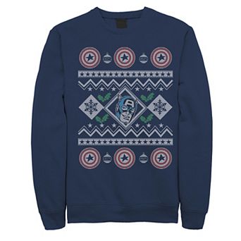 Men's Marvel Captain America Retro Ugly Christmas Sweater Fleece