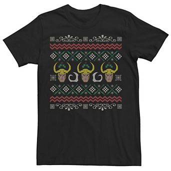 Men's Marvel Loki Ugly Christmas Sweater Short Sleeve Tee