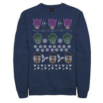 Men's Marvel Hawkeye Hulk Falcon Ugly Christmas Sweater Fleece
