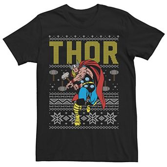 Men's Marvel Thor Ugly Christmas Sweater Short Sleeve Tee