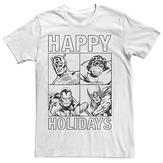 Men's Marvel Retro Avengers Happy Holidays Short Sleeve Tee