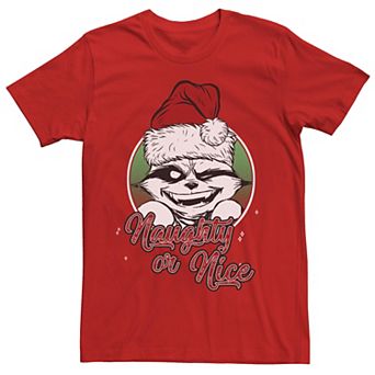 Men's Marvel Rocket Raccoon Naughty Or Nice Short Sleeve Tee