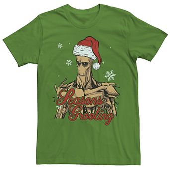 Men's Marvel Groot Santa Hat Seasons Grooting Short Sleeves Tee