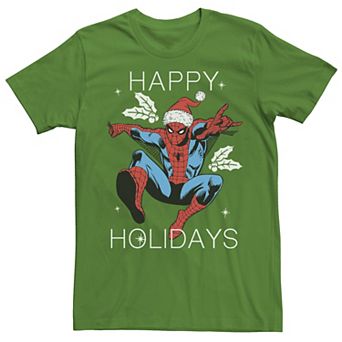 Men's Marvel Spider-Man Happy Holidays Jump Short Sleeve Tee
