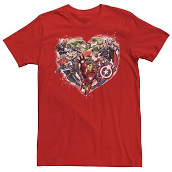 Men's Marvel Avengers Heart Shape Group Shot Tee