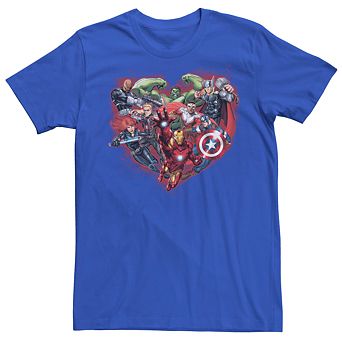 Men's Marvel Avengers Heart Shape Group Shot Tee