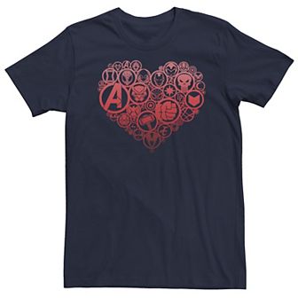 Men's Marvel Hero Icons Heart Short Sleeve Tee