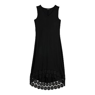 women's nina leonard crochet-hem midi dress Women's Nina Leonard Crochet-Hem Midi Dress