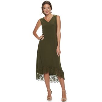 Women's Nina Leonard Crochet-Hem Midi Dress