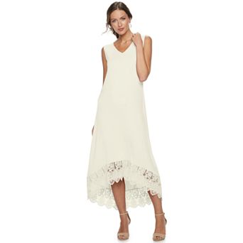 Women's Nina Leonard Crochet-Hem Midi Dress