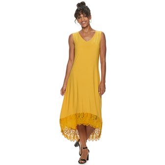 Women's Nina Leonard Crochet-Hem Midi Dress
