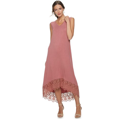 Women's Nina Leonard Crochet-Hem Midi Dress