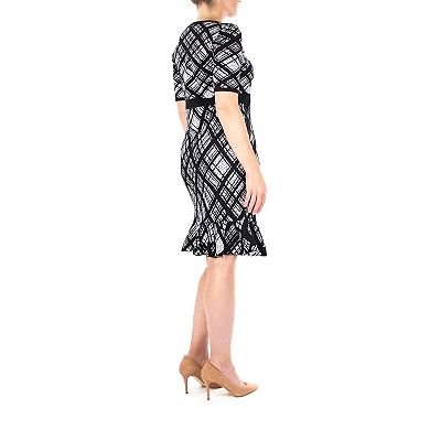 Women's Nina Leonard Plaid Flounce-Hem Dress