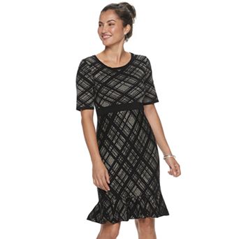 Women's Nina Leonard Plaid Flounce-Hem Dress