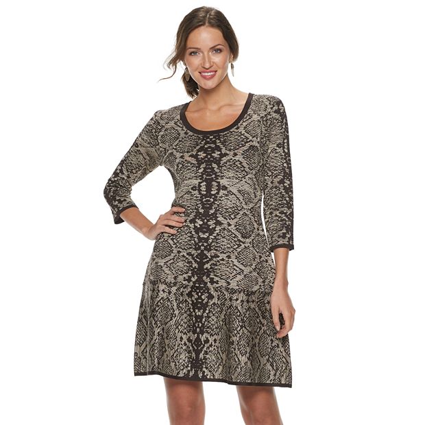 snake print jumper dress