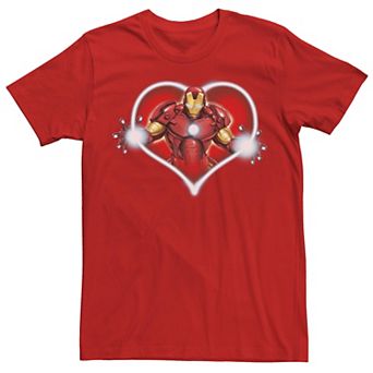 Men's Marvel Iron Man Arc Reactor Heart Portrait Tee