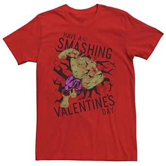 Men's Marvel Hulk Smashing Valentines Day Breakthrough Portrait Tee