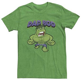 Men's Marvel Hulk Dad Bod Cartoon Portrait Tee