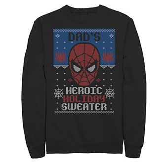 Men's Marvel Spider-Man Dad's Heroic Holiday Sweater Fleece