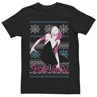 Men's Marvel Crouching Spider-Gwen Portrait Ugly Sweater Short Sleeve Tee