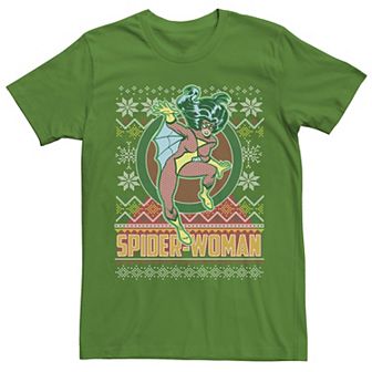 Men's Marvel Spider-Woman Vintage Ugly Sweater Short Sleeve Tee