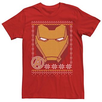 Men's Marvel Iron Man Mask Avengers Symbol Christmas Sweater Tee