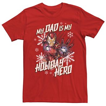Men's Marvel Iron Man My Dad Is My Holiday Hero Portrait Tee