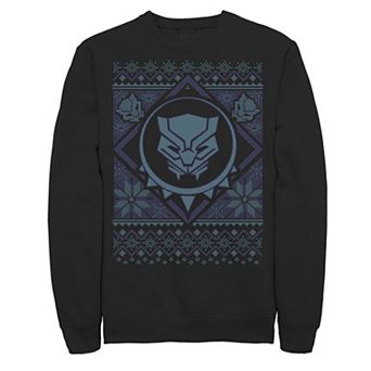 Men's Marvel Black Panther Blue Hue Symbol Christmas Fleece