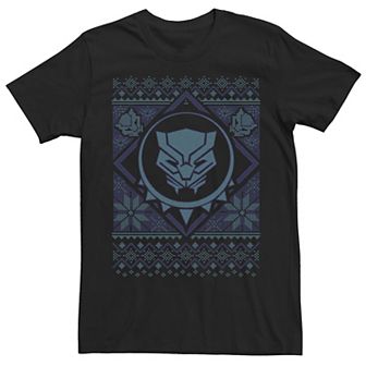 Men's Marvel Black Panther Blue Hue Symbol Christmas Tee