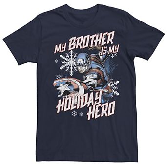 Men's Marvel Captain America Mt Brother Is My Holiday Hero Portrait Tee