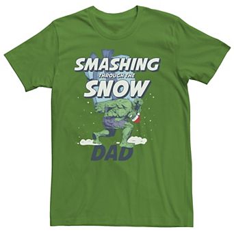 Men's Marvel Hulk Smashing Through The Snow Dad Tee