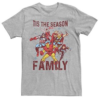 Men's Marvel Tis The Season For Family Vintage Action Portrait Tee