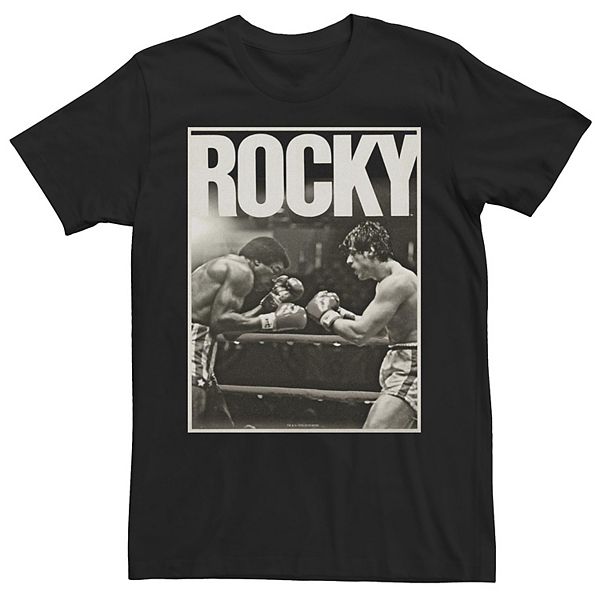 Men's Rocky Fighting Apollo Black And White Poster Tee